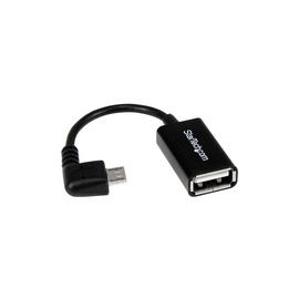 5in Right Angle Micro USB to USB OTG Host Adapter M/F