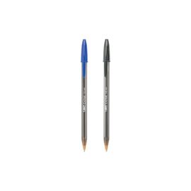 BIC Stylo Ã  bille pointe large encre bleue corps plastique transparent Ã  capuchon