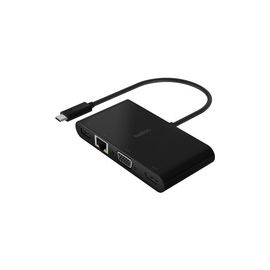 USB-C TO GIGABIT-ETHERNET/HDMI VGA/USB-A ADAPTER 100W PD BLACK