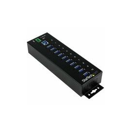 10 Port Industrial USB 3.0 Hub - ESD and Surge Protection - DIN Rail or Surface-Mountable Metal Housing